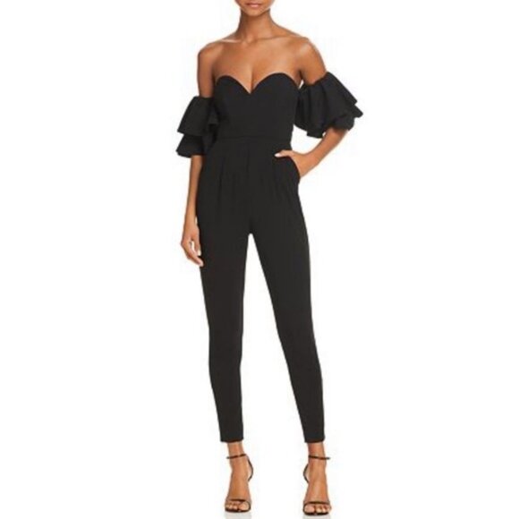 Fame and Partners Black Skinny Jumpsuit with Cold Shoulder